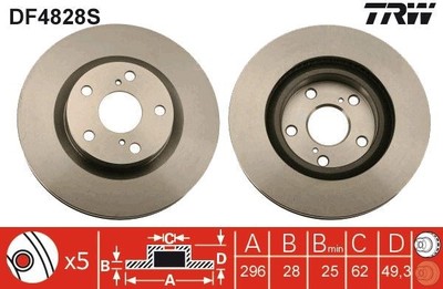 Set 2x Bremsscheibe TRW für Lexus ES Limo Toyota Aurion Auris 2005-> Df4828S