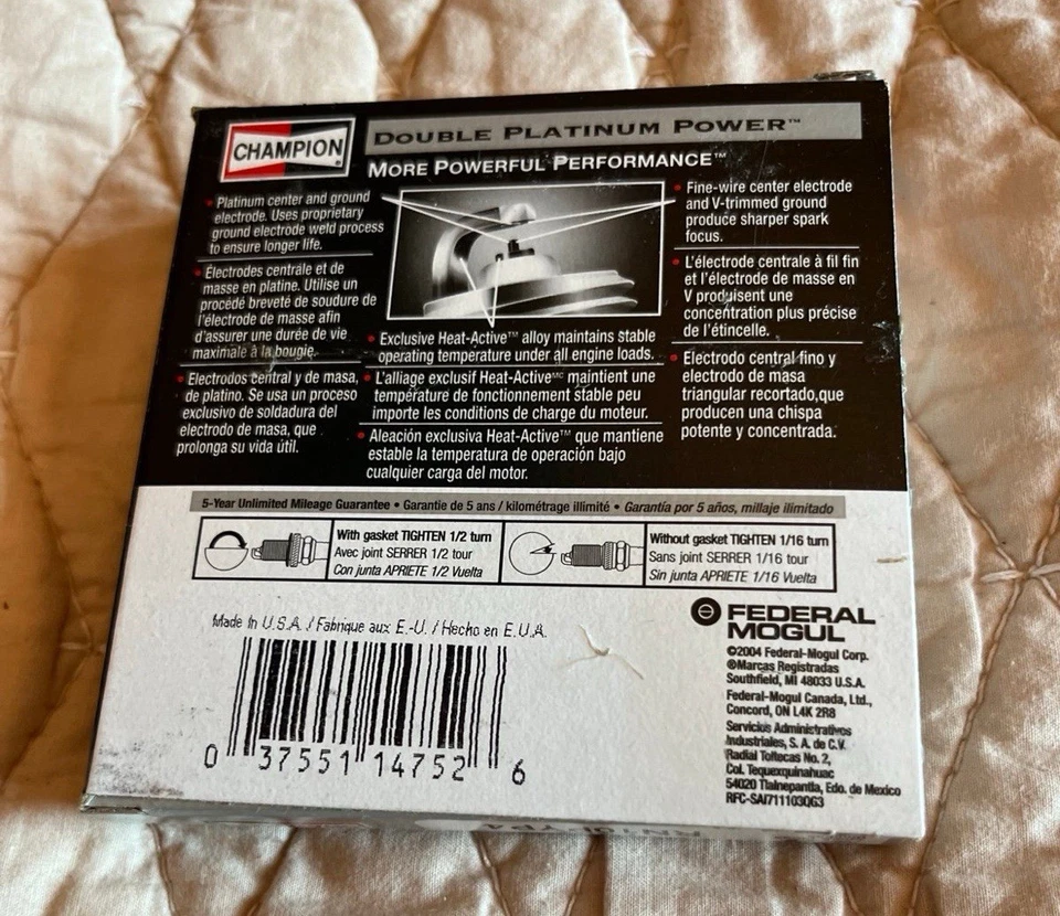Nueva bujía Champion doble platino 7332 RN10PYP4 paquete de 4 4 piezas Foto 3 de 3