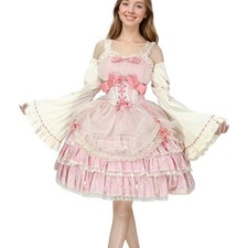 Sweeite Lolita Ruffle Dress Detachable Sleeves Lace Layered Cocktail Party Dress