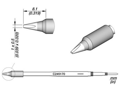 JBC C245170 - Chisel Cartridge 1 x 0.5mm