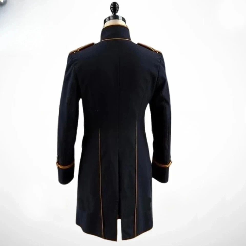 海军蓝羊毛维多利亚军官哥特式夹克双排扣军用尾衣 — 第 2/4 张图片
