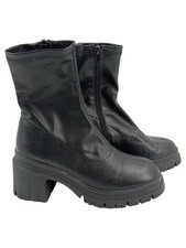 ASOS Damen Stiefelette Gr. 40 Schwarz Chunky Sohle Reißverschluss Modern