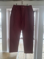 MetroStyle Women's 18 Dark Red Burgundy 100 Leather Straight Leg Pants Lined