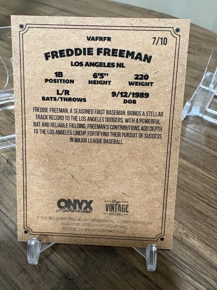 FREDDIE FREEMAN. AUTO 7/10 Yeah! 2024 Onyx VINTAGE Baseball - Image 3 of 4