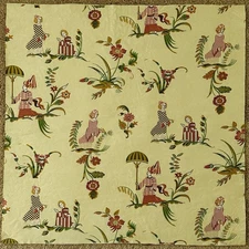 VTG Exquisite Japanese Brocade Chinoiserie Fabric 3 Yards~(4) 26in Squares LOT