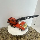 Tonka Diecast Orange Crane Truck Construction Vehicle w/ Black Boom & Hook
