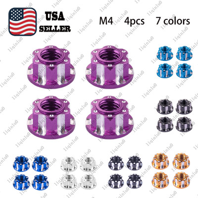 4PCS High-Strength 1/10 M4 Anti-Loose Flange Serrated Nuts for RC Cars-7 Colors