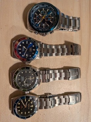 Invicta Watch Lot Of 4 Watches Pro Diver and Aviator