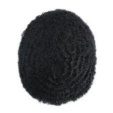 Toupee for Men Human Hair Afro Curl 10mm French Lace Black Hair System Pieces 1