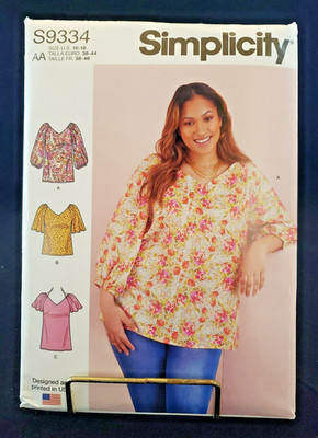 NEW/UNCUT Misses Tops in Two Lengths Sewing Pattern Simplicity by Design S9334