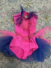 Dance Costume IC 7 8 Child Pink Blue Weissman 11869 Jazz Tap Sequins Feathers