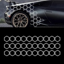 30 PCS Honeycomb Graphics Car Door Decals, 3.31" x 3.94" Reflective White