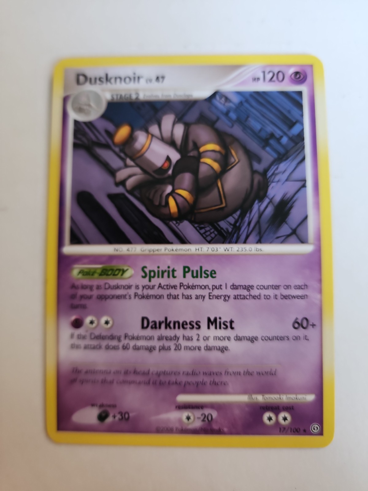 Dusknoir 17/100 D&P Stormfront Rare Pokemon Card