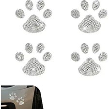4PCS Bling Dog Paw Sticker, Glitter Bling Rhinestone Self Adhesive Crystal Windo