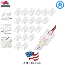 20 Pcs 2 Pin 8 mm LED Strip Connector RGB Lights Waterproof Adapter 22 Awg Wi...
