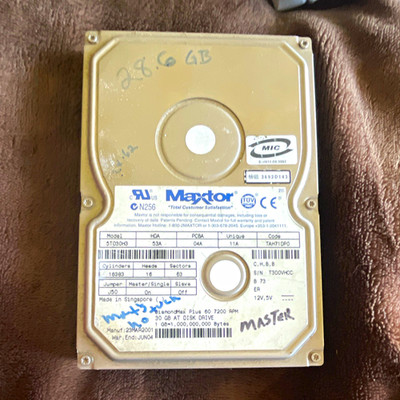 Maxtor DiamondMax Plus 60 5T030H3 30GB 3.5'' IDE 7200RPM 2MB HDD UNTESTED AS-IS