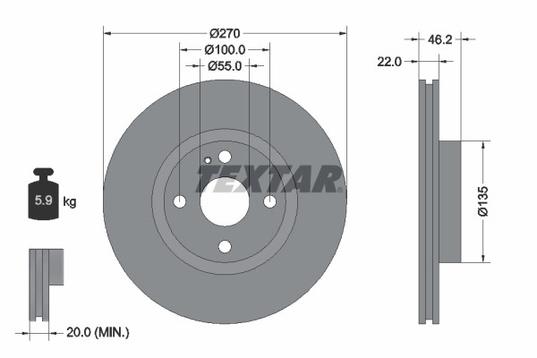 2Er-Set 2Er Set Bremsscheibe Textar 92175903 Mazda N06Y3325X Mazda N0YY3325X-image