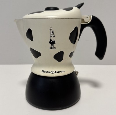 Bialetti Mukka Express Cappuccino Maker Stovetop Moka Pot Cow Print READ