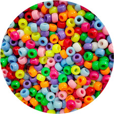 2000 Pony Bead Bulk 6X9Mm Multi-Colored Plastic Craft Beads Set, Bulk Hair Bead