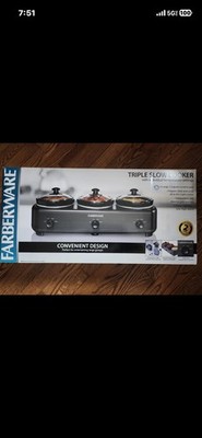 Farberware 3 Crock Slow Cooker Black color 2.5 Quart 201201 420W 3 temp settings