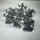 Toy Soldiers Silver Grey 11 Medieval Knights Miniature Plastic Lot Vintage