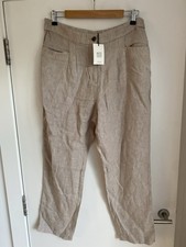 White Stuff Rowena Women's Trousers Ladies Linen Tapered Pants Size UK 16 Bnwt