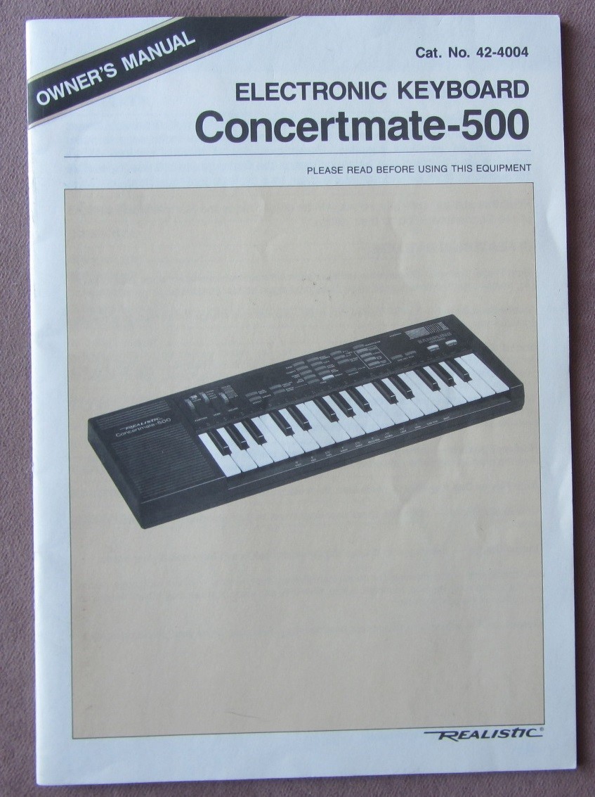 Original 1986 Realistic Electronic Keyboard Concertmate-500 Owners Manual Specs