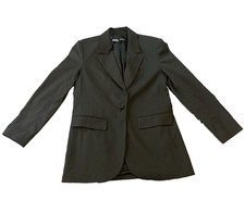 Zara Womens Black One Button Blazer XS Tailored Jacket Minimalist Office Career