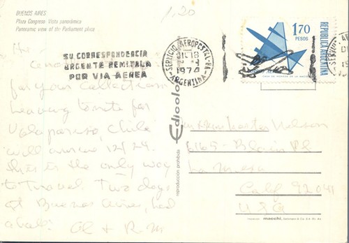 Buenos Aires Argentina Plaza Congreso Panoramic View 1974 Postcard - Foto 2 di 2