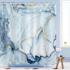 Blue Marble Shower Curtain Modern Abstract Shower Curtains for Bathroom Decor Lu