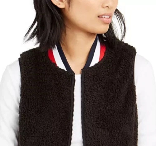 Tommy Hilfiger Women's Sherpa Vest Black Size Small - Picture 2 of 3