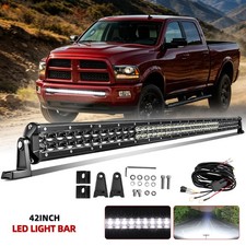 For Dodge Ram 1500 2500 3500 Offroad 42 Dual Row Led Work Light Bar Combo 12v