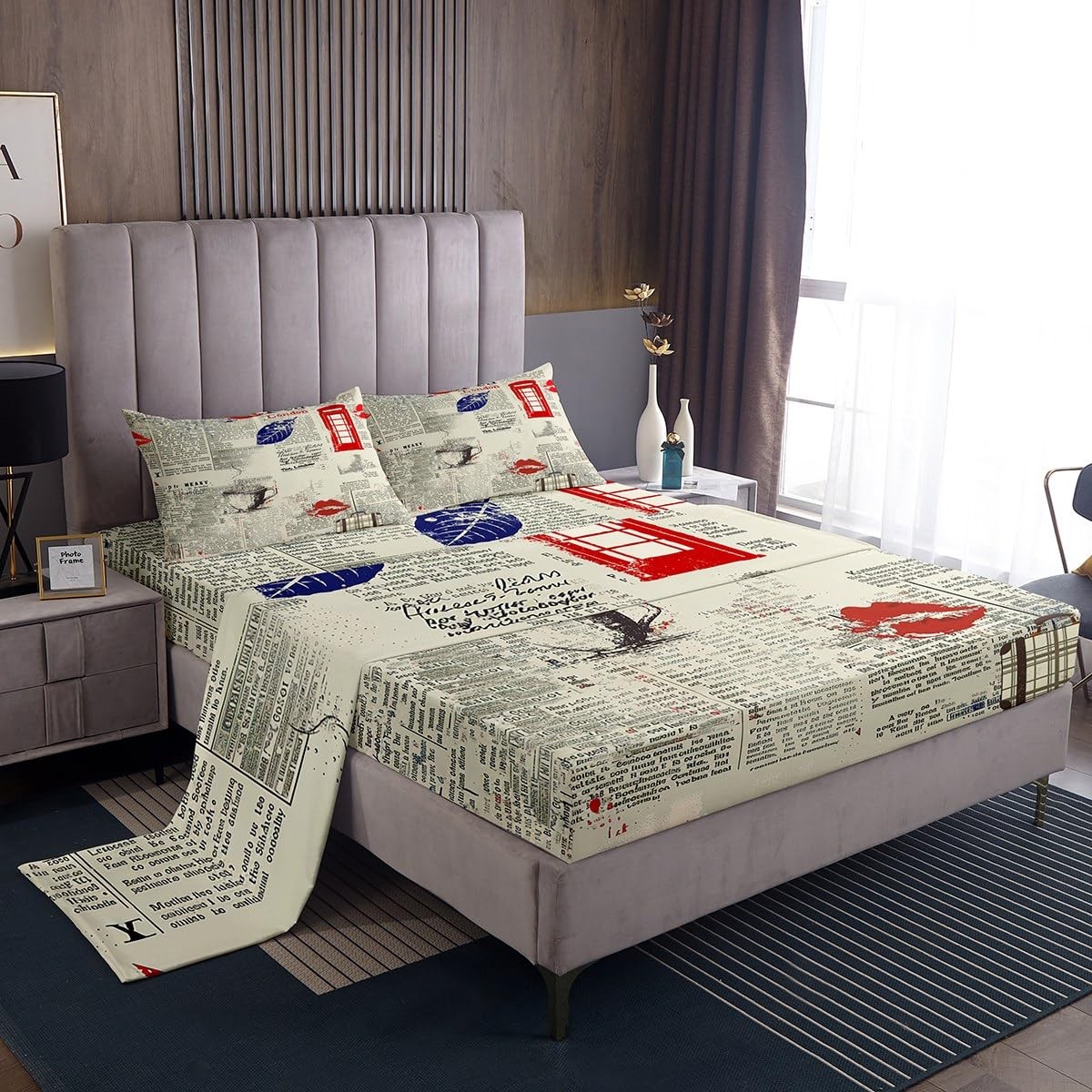 London Full Size,Famous England City Building Bedding Set,Boys Girls Adults R...
