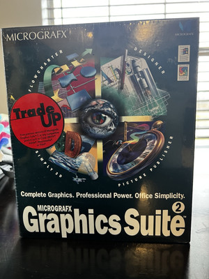 Rare Vintage Sealed Micrografx Graphics Suite 2 Upgrade Set For Windows PC