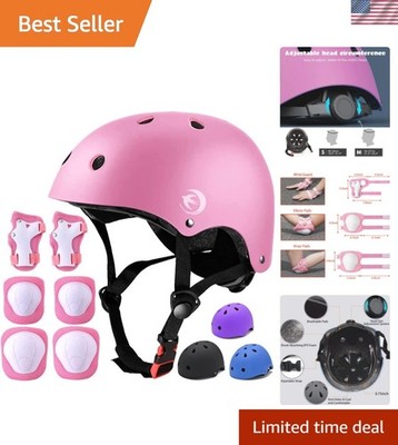 Kids Helmet Set with Knee Pads Elbow Pads Wrist Guards,Adjustable Helmet for ...