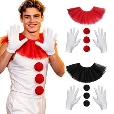 Adults 3pcs Pompoms Themed Party 5Pcs Clown Costume Lightweight Faux Collar