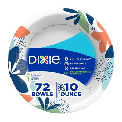Dixie Small Paper Bowls, 10 Oz, 72 Count, 72 Count (Pack of 1), White