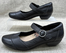 Taos Virtue Mary Jane Shoes Black Leather Strap Comfort Low Heel Womens Size 8