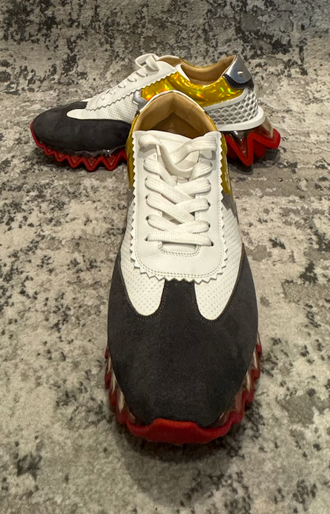 Christian Louboutin Spike Color White, Gold, and Red Mens 11