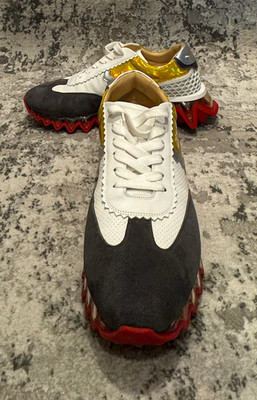 Christian Louboutin Spike Color White, Gold, and Red Mens 11
