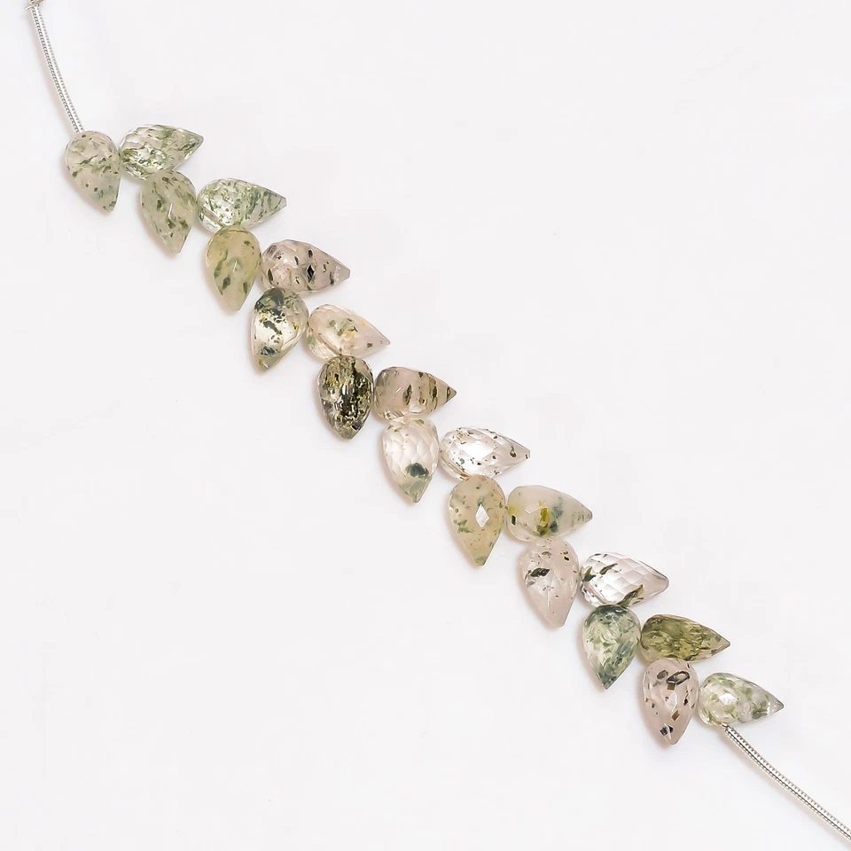 Rutile Moss Agate Gemstone Teardrop Shape Faceted Beads 10X6mm Strand 4" UGB-779 - Image 3 of 4