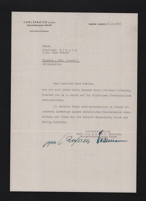 Hagen Westf., letter 1954, Carl Spaeter GmbH branch Hagen