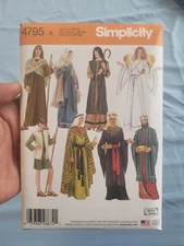 🦋 SIMPLICITY #4795-ADULT NATIVITY-JOSEPH-MARY-WISE MEN COSTUME PATTERN XS-XL FF