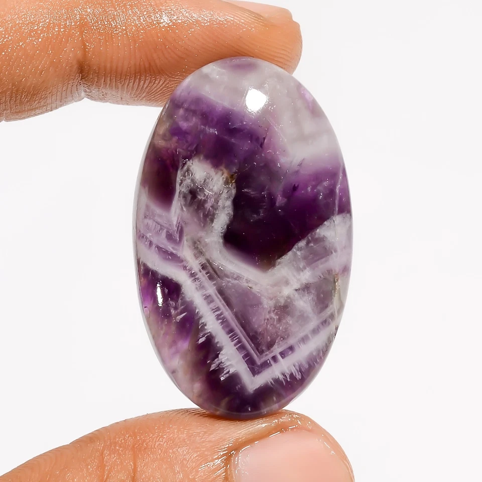 100% Natural Chevron Amethyst Oval Cabochon Loose Gemstone 47 Ct 38X23X6 mm - Image 2 of 4