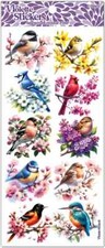 Violette Stickers 2 Sheets Bird's Life Blue Jay Cardinal Variety Breeds Flowers