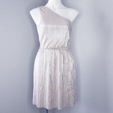 Express One shoulder Metallic Silver Summer /Holiday New Years Cocktail Dress S