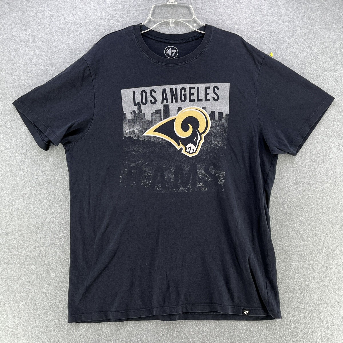 47 Mens T Shirt Large L Graphic NFL Los Angeles Rams Navy Blue 