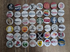 Pack Lot Badge Pin Button Marque Brands World  *48