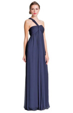 NWOT Max and Cleo Ellie One Shoulder Chiffon Dress/Gown Dark Night Size 8