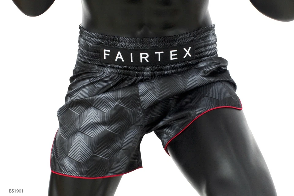 Fairtex BS1901 Stealth Black Better Satin Shorts Boxing Muay Thai Slim Cut MMA